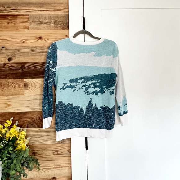 J. Crew Blue and White Wave Pattern Sweater - Picture 4 of 7